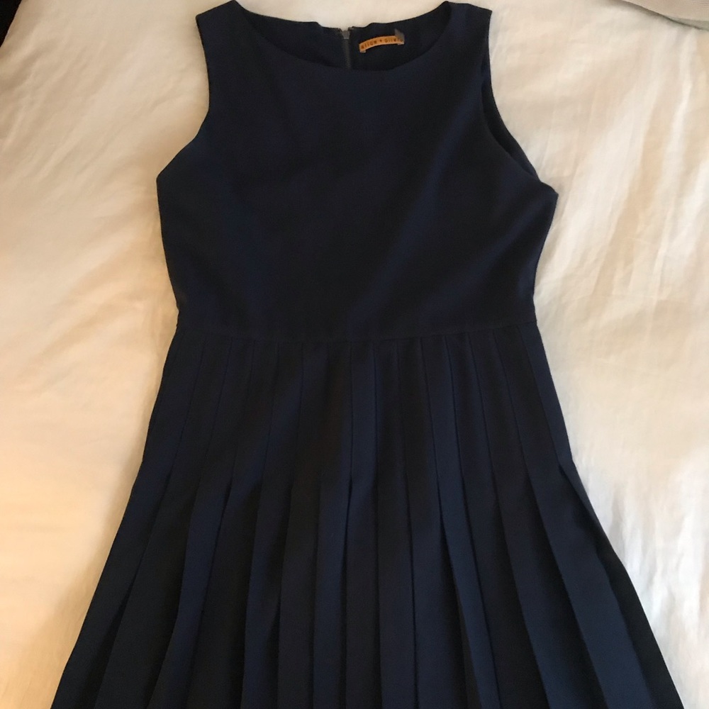 Alice + Olivia pleated navy dress